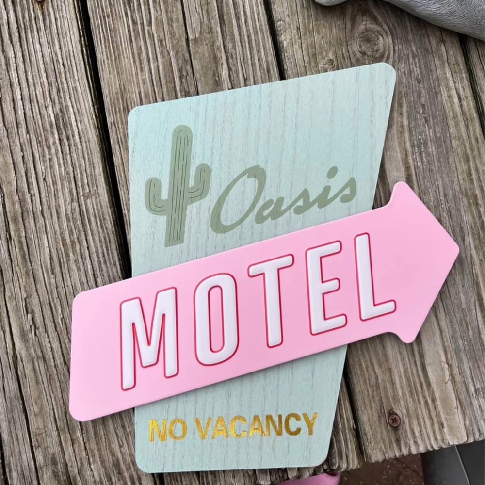 Target Pink and Green Oasis Motel Sign
